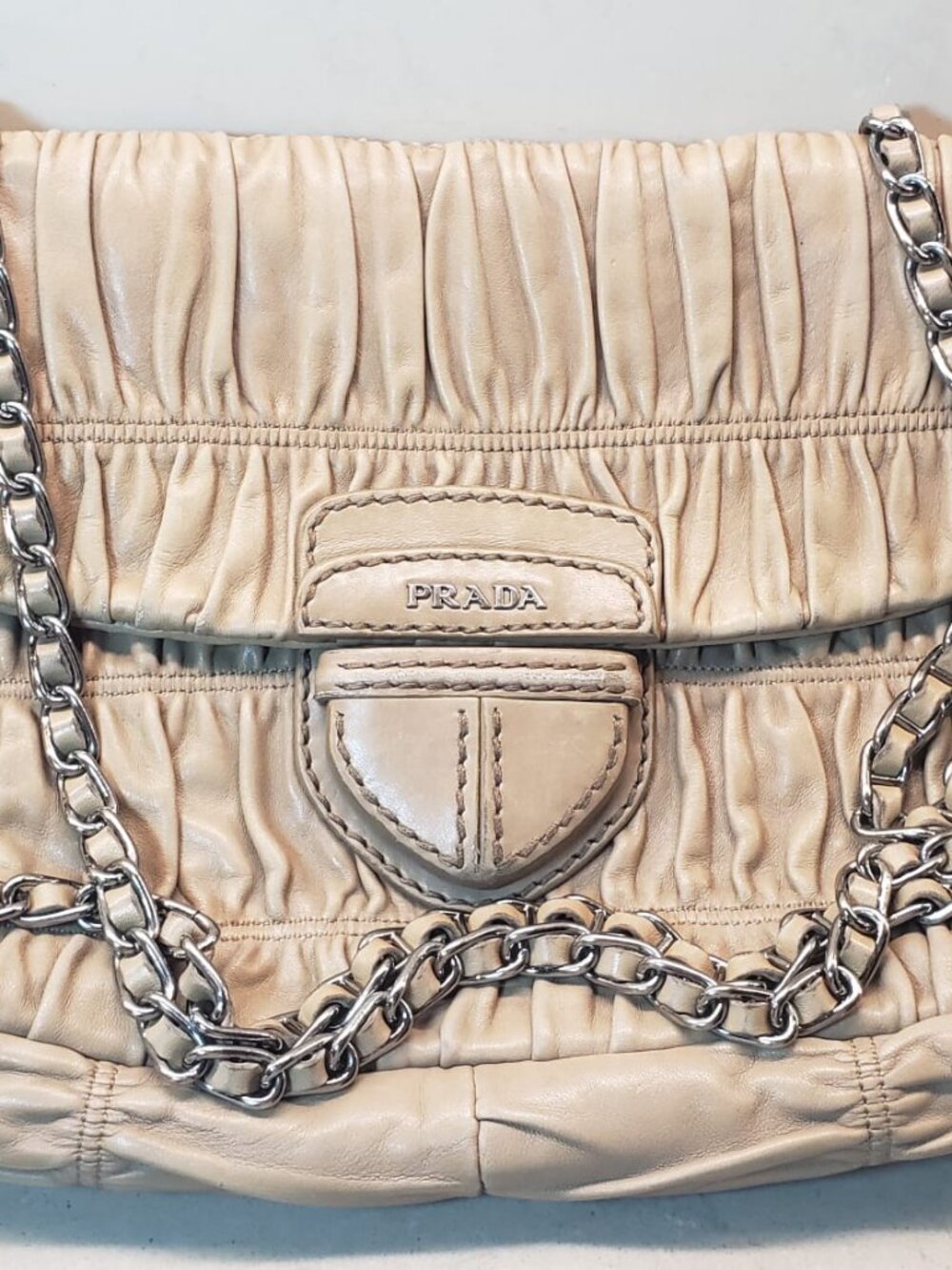 Small Gaufre Chain Flap Shoulder Bag Nappa Leather